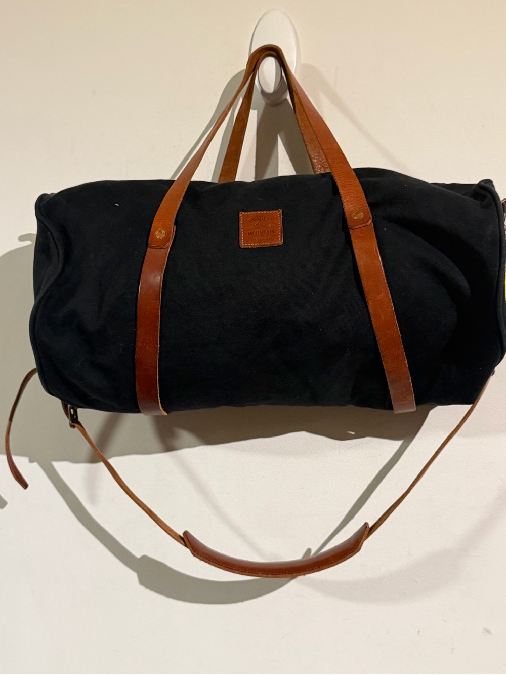 Bradley Mountain Black Canvas Duffel Brown Leather Trim - Weekend Travel Bag